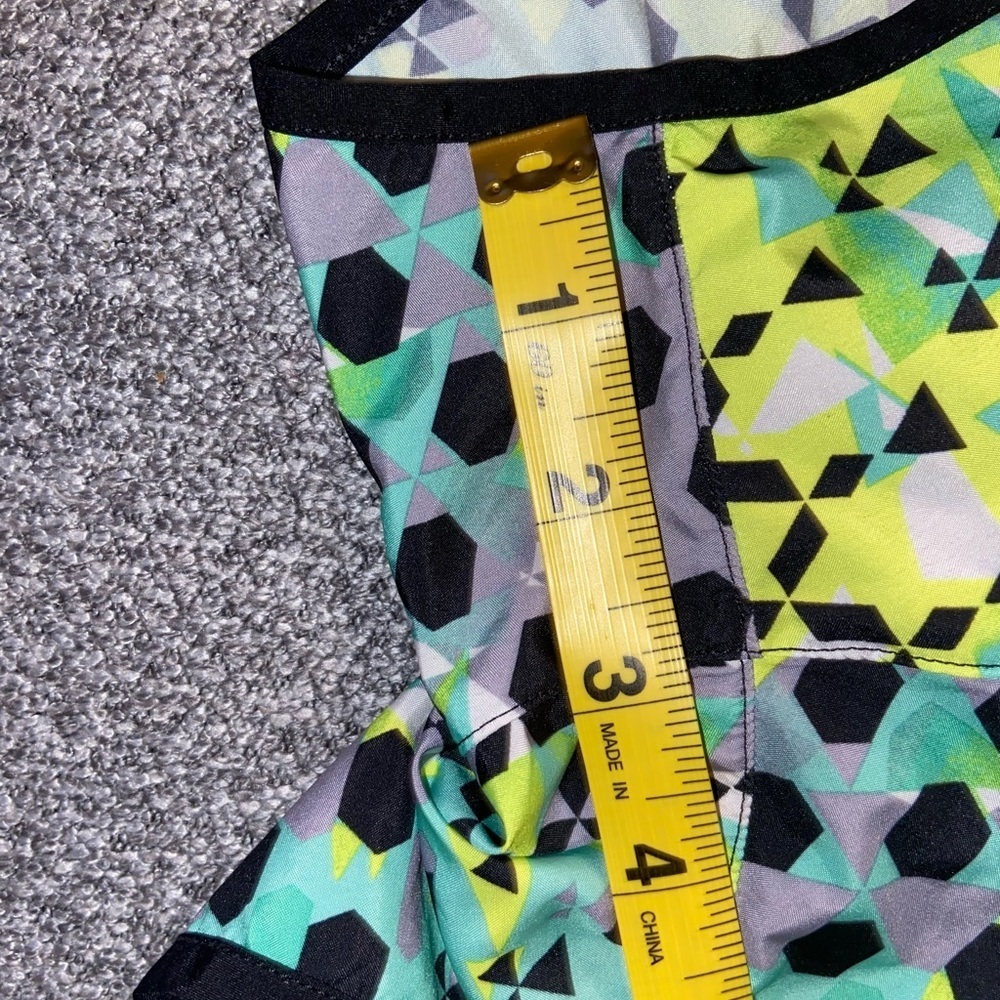 Victoria Sport Blue and Green Geometric Patterned Women's Large Athletic Shorts - Picture 6 of 6